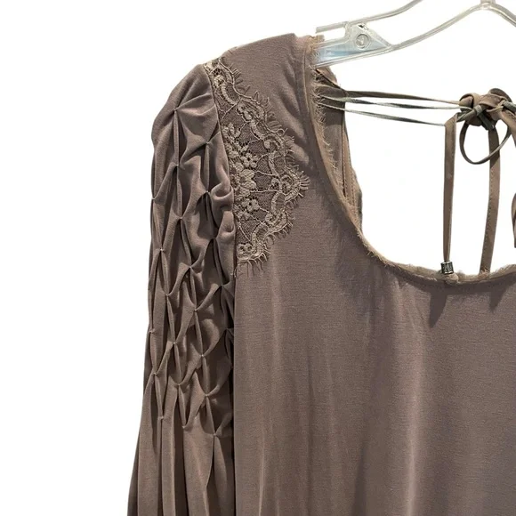 Free People Jessies Mini Dress Lace Long Sleeve Bohemian Brown Size XS - Picture 7 of 11